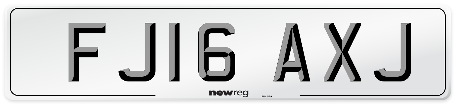 FJ16 AXJ Number Plate from New Reg